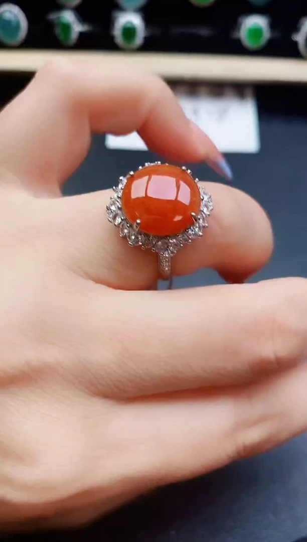 翡翠戒指银S925镶嵌21321