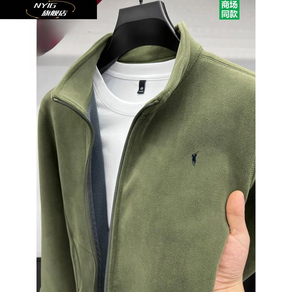 NYIG男士立领外套抓绒衣摇粒绒新款卫衣宽松中年保暖休闲外套潮流