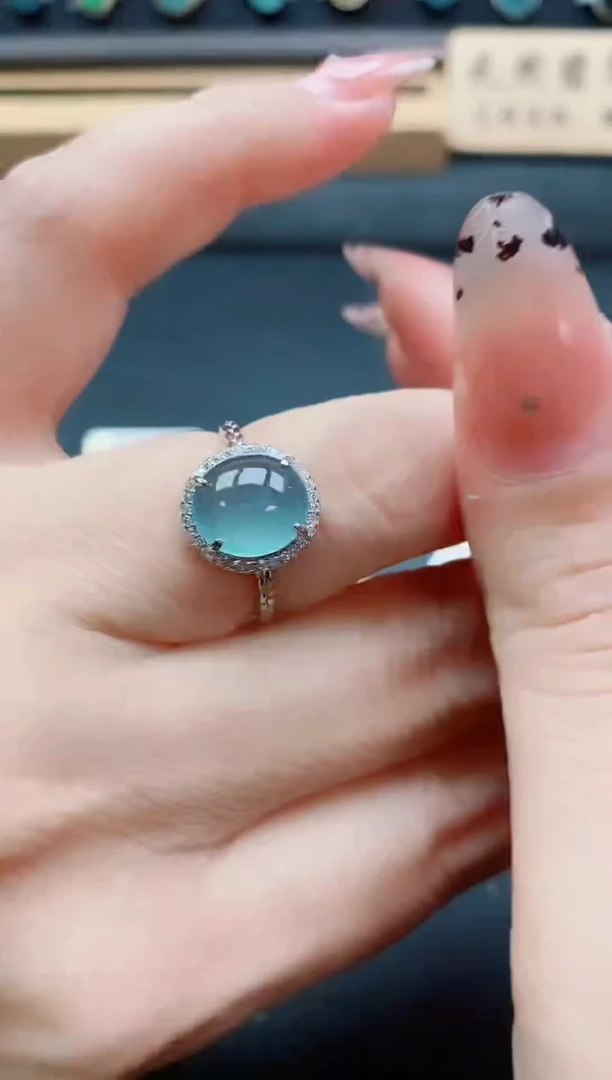 银S925镶嵌戒指翡翠1