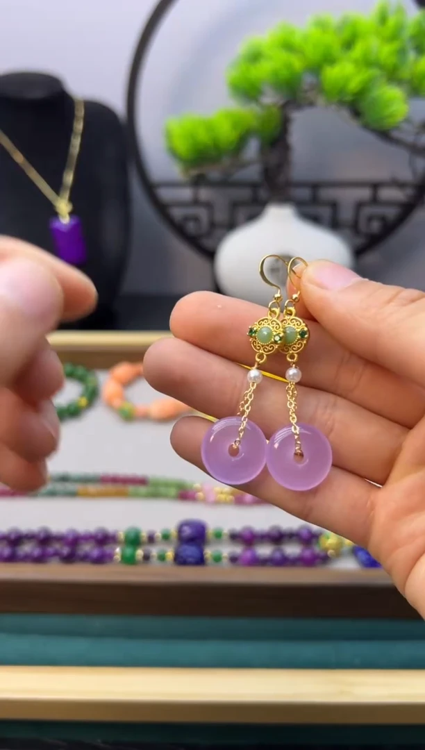 【闪购商品】翡翠耳饰14K金镶嵌E349