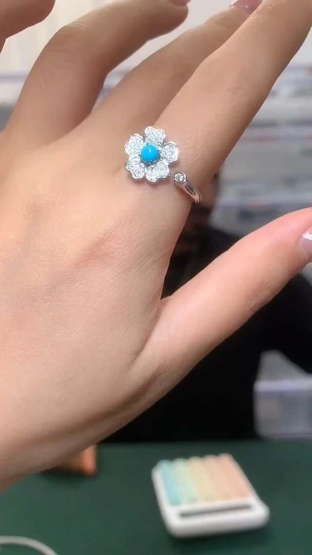 银S925镶嵌绿松石戒指【宝石世家严选】