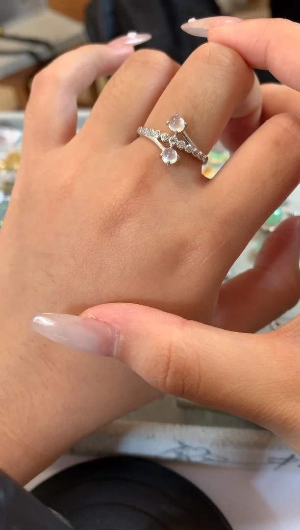 银S925镶嵌戒指翡翠1