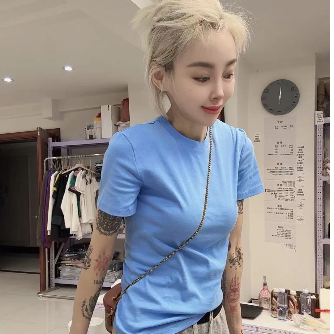 流行款1527水蓝色短袖