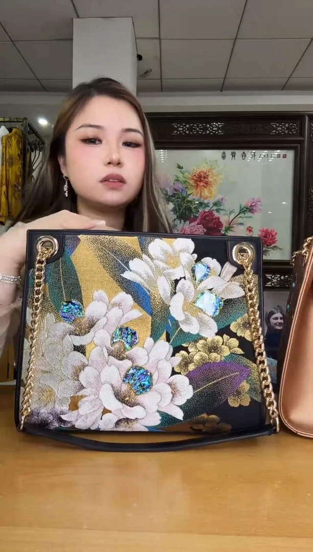 织物罗***姐民族风手提黑色托特