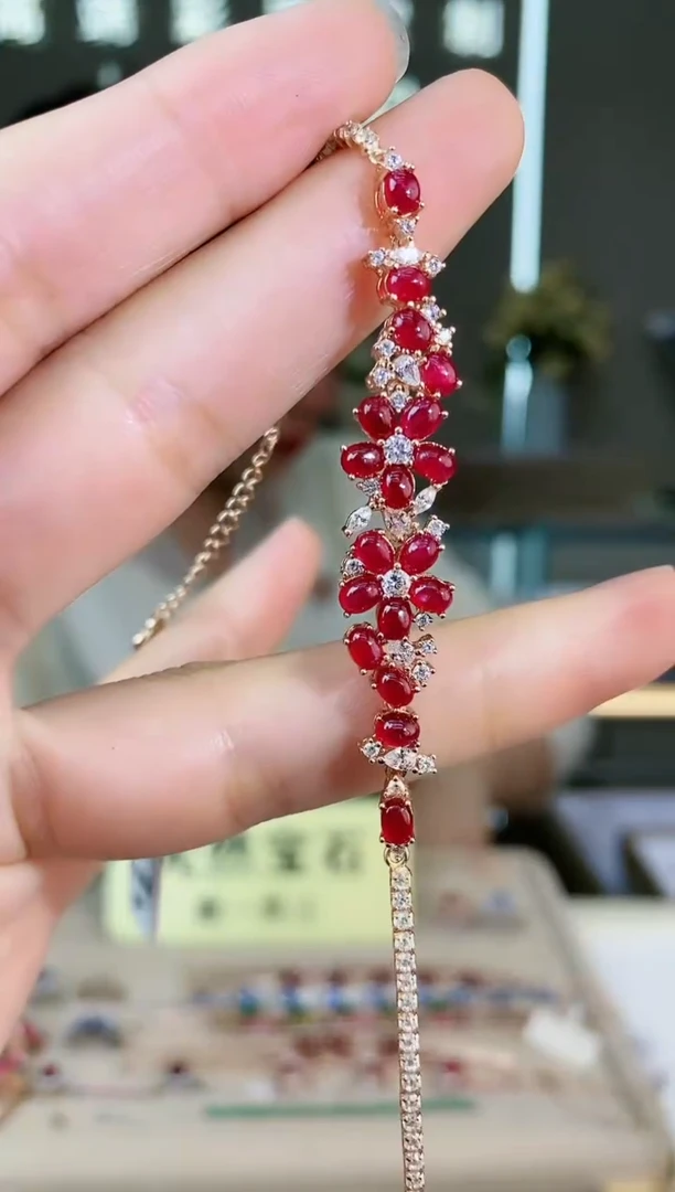 【闪购商品】红宝石手链银S925镶嵌手链