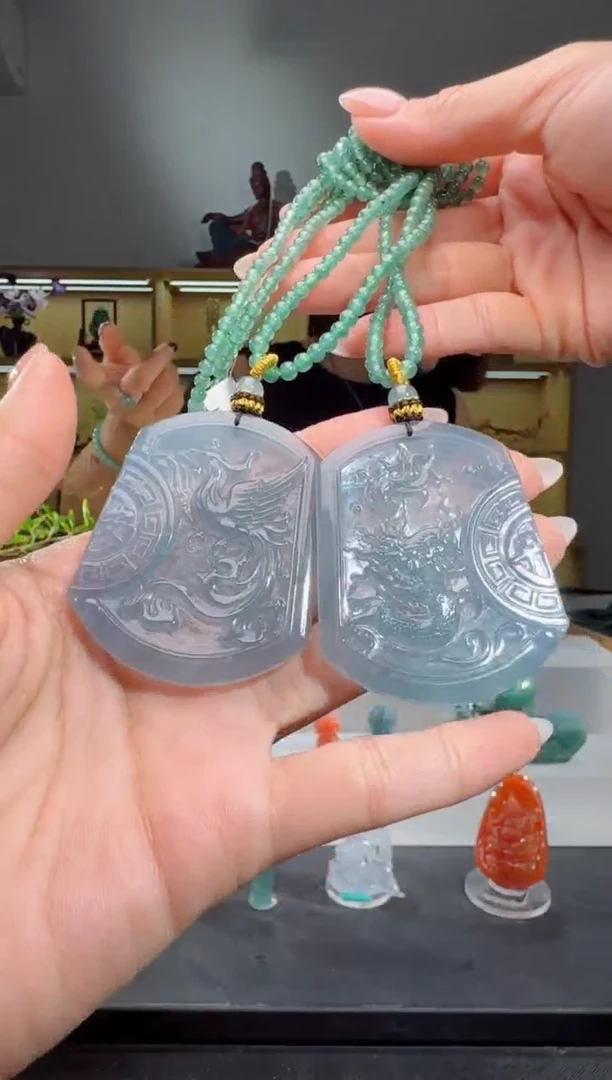 吊坠(赠链)未镶嵌翡翠龙凤牌（多样性发其一对）