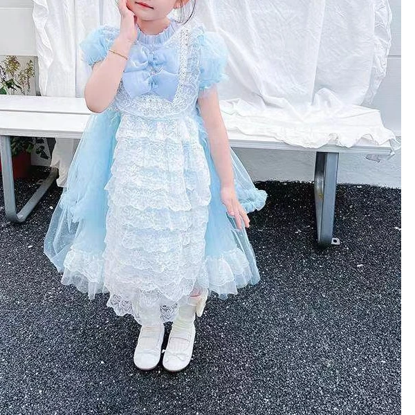 蓬蓬裙连衣裙民族风礼服纯色女裙子夏装公主裙宝宝小女孩