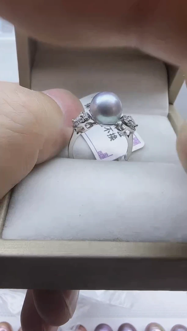 【闪购商品】海水珍珠戒指银S925镶嵌海水珍珠戒指8-9mm