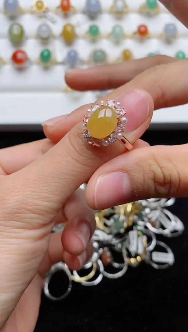 翡翠戒指银S925镶嵌......