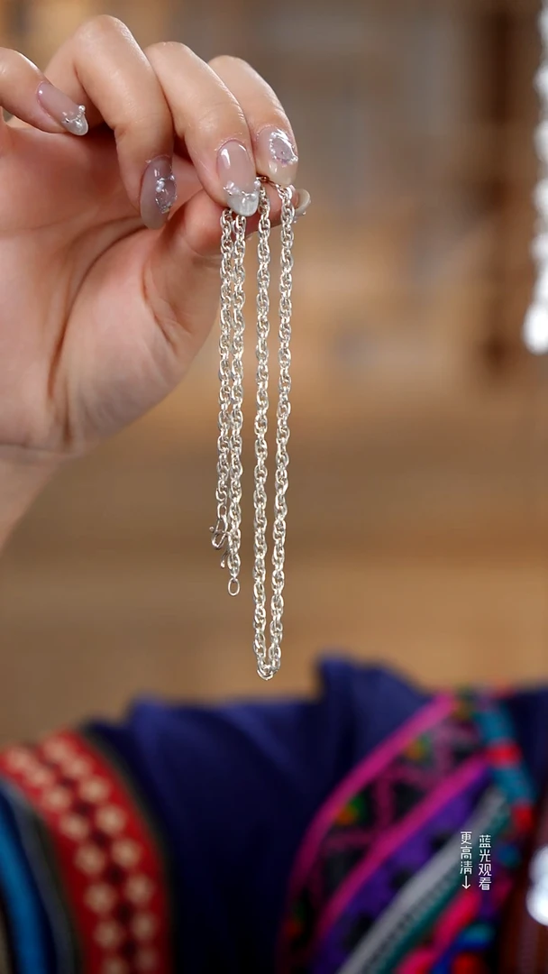 珐琅足银足银水波链项链45厘米