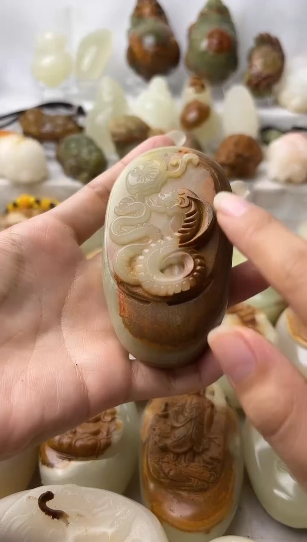 石材方解石手把摆件不退换蛇微瑕