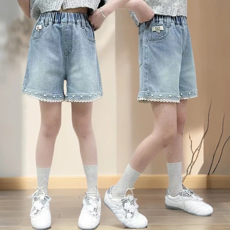 女童牛仔短裤夏季2025新款洋气小女孩五分裤夏款热裤儿童裤子夏装