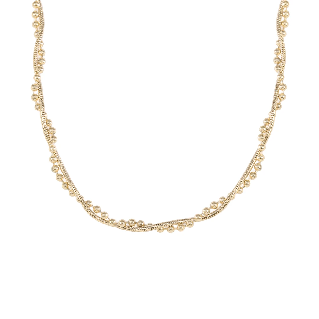 镀k金 时尚百搭小众素款简约拼接项链 1263