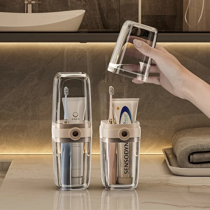 家用可携式旅行漱口杯透明牙具盒刷牙杯便携式牙刷盒牙刷牙膏杯子