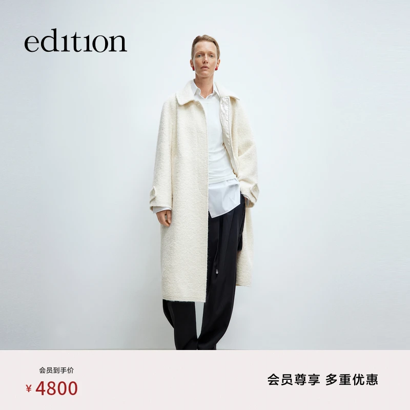 【商场同款新品】edition2025春季翻领羊驼毛毛呢大衣#EBE1OVC009