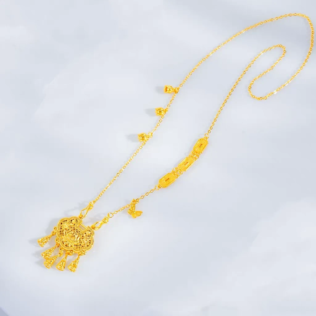【清货专属链接】XL3788富贵吉祥镶钻同心莲花锁双钩