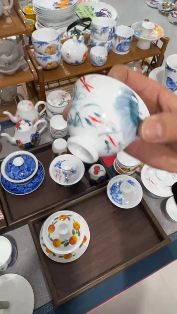 摆件陶瓷景德镇高温瓷（纽扣盖碗）