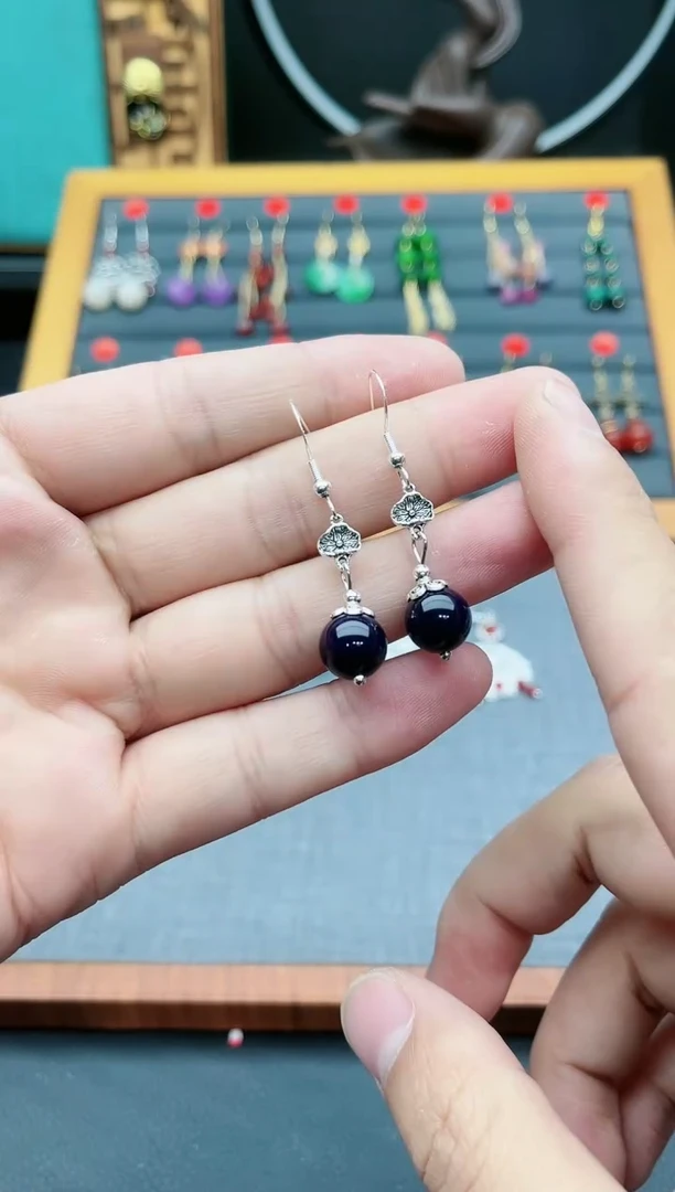 【闪购商品】玛瑙/玉髓耳钉银S925镶嵌235000