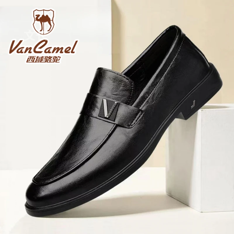 西域骆驼皮鞋男爆款2025新款皮鞋男款真皮皮鞋男士皮鞋百搭乐福鞋