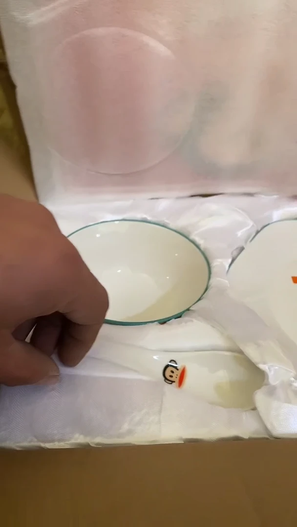 水晶玻璃1大嘴猴餐具  白橙色