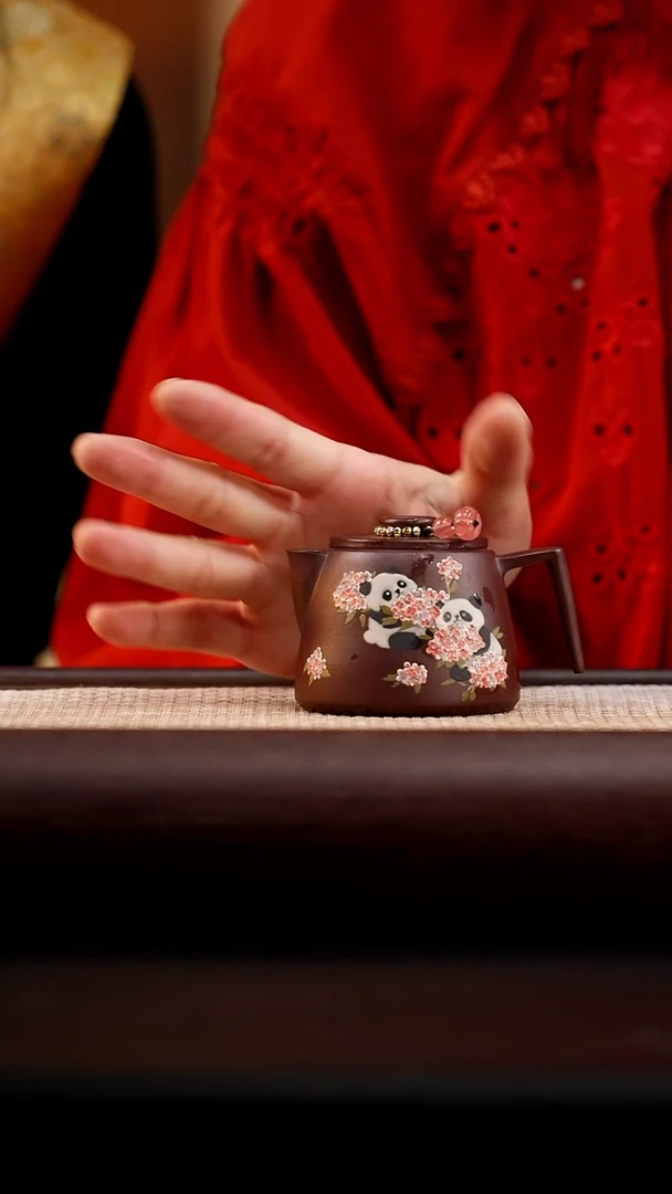 茶壶紫砂老紫泥锦簇团圆140cc