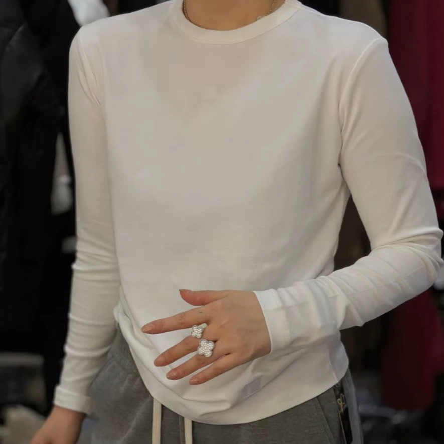 【大王T】JING圆领长袖07刺绣T恤女装宽松百搭休闲上衣简约时尚修身