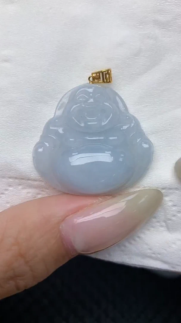 翡翠18K金镶嵌颈饰天然翡翠a货