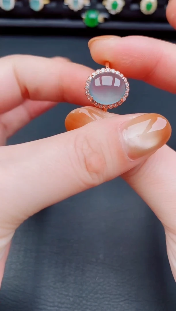 【闪购商品】翡翠戒指银S925镶嵌天然a货翡翠84