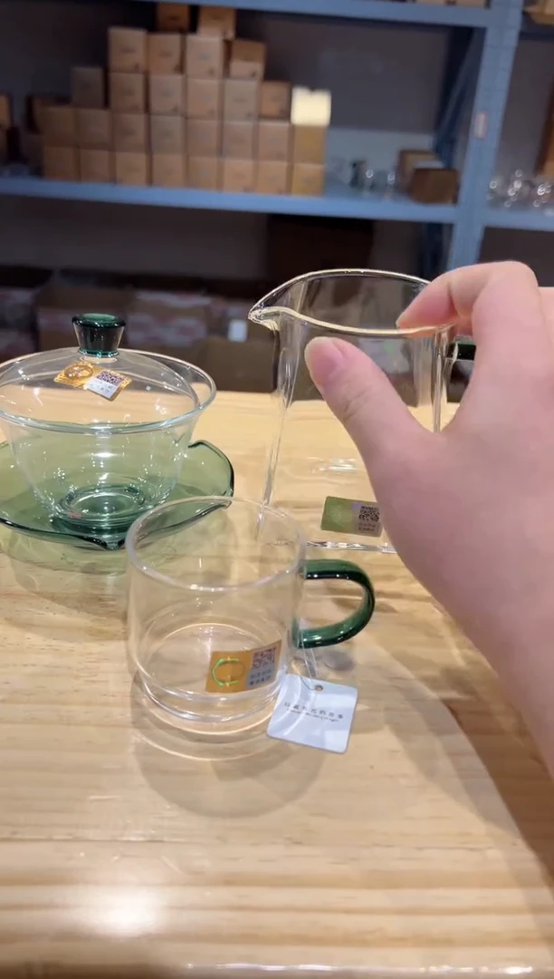 禾器-荷叶盖碗-墨绿+瀚然墨绿+清禾杯墨绿1只