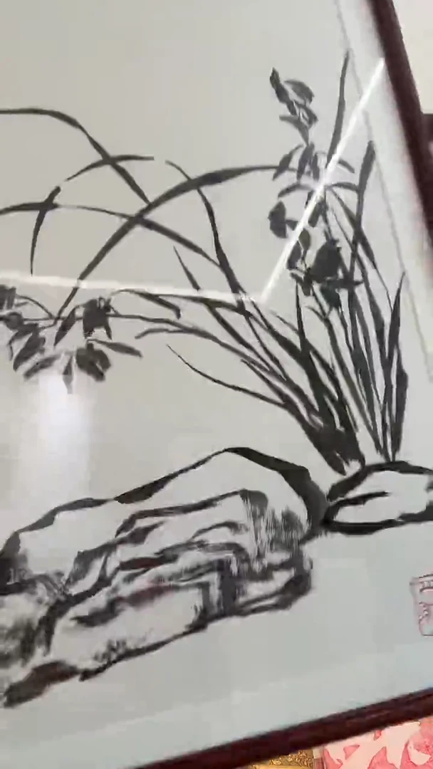 国画南*j唐老师国画兰花 镜框一件