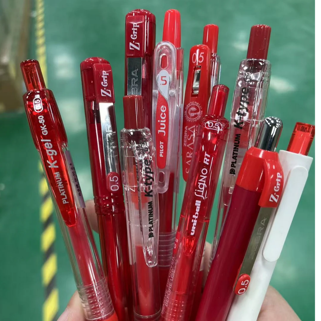 【红笔十支组合】斑马百乐三菱白金老师用办公学生划重点红色中性笔