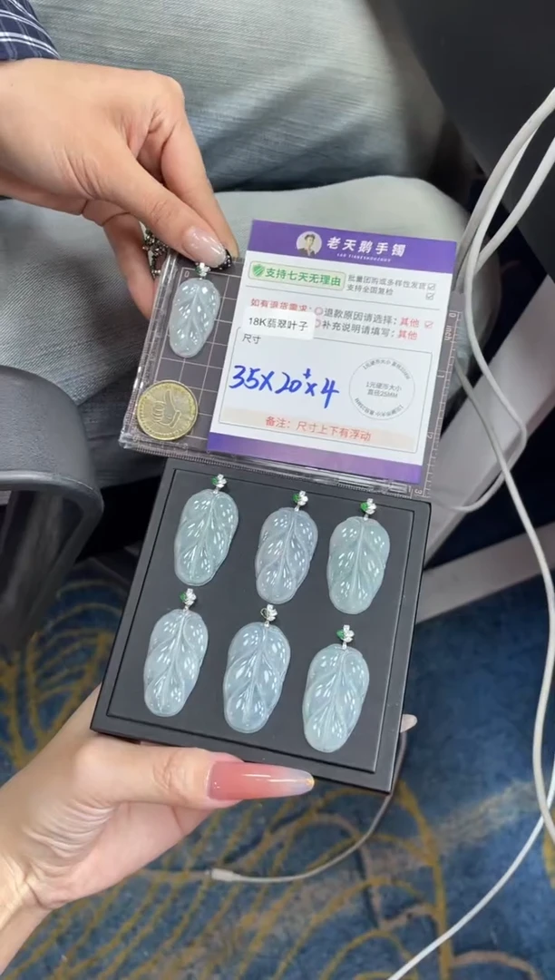 18K金镶嵌挂件翡翠叶子FL10/多样性发其一CP配绳