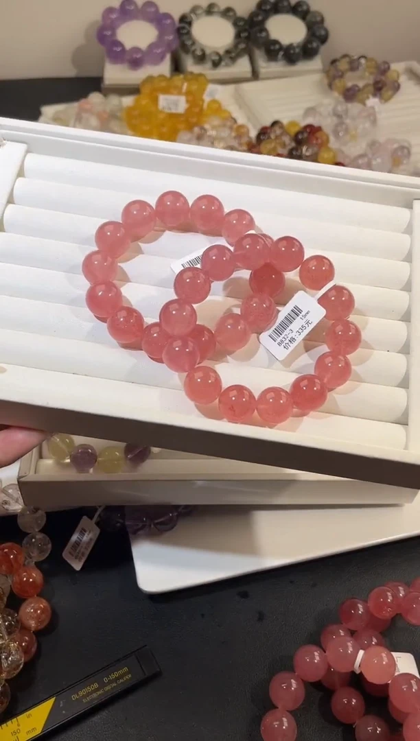 合成欧泊未镶嵌手串多样性发一草莓晶15mm