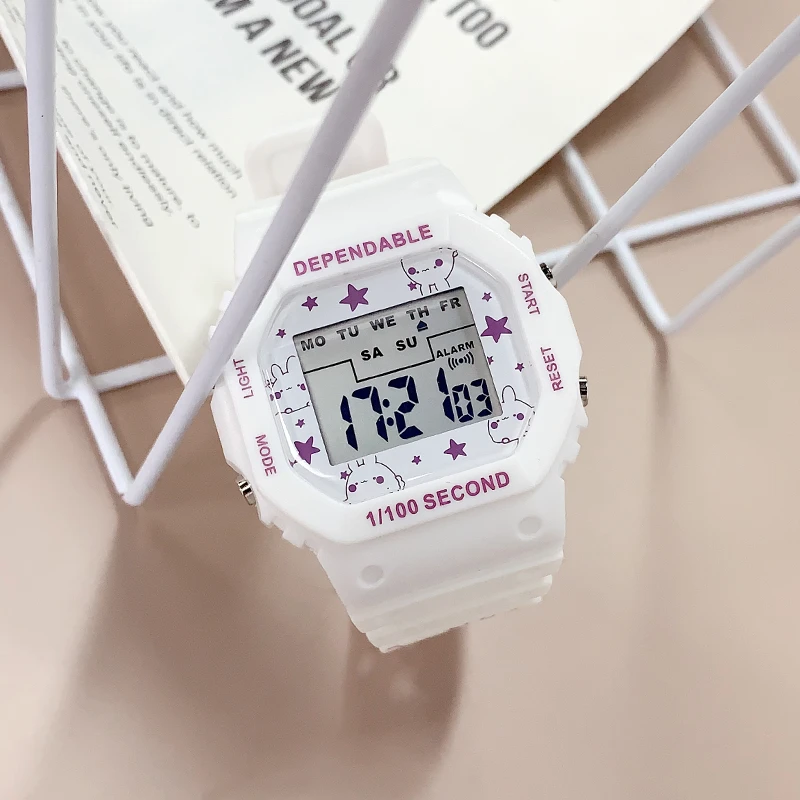 中学生高颜值手表女款2025年新款电子表青少年运动防水方形多功能