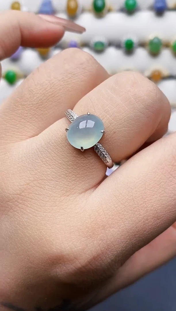 银S925镶嵌戒指翡翠0148