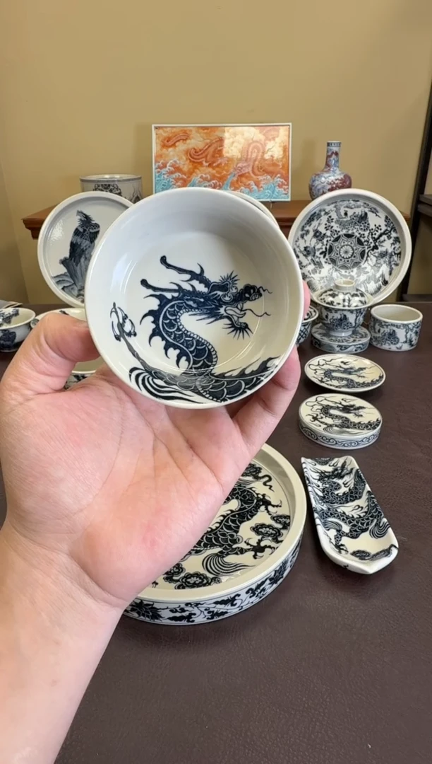 二号釉1351龙纹金鳞盏