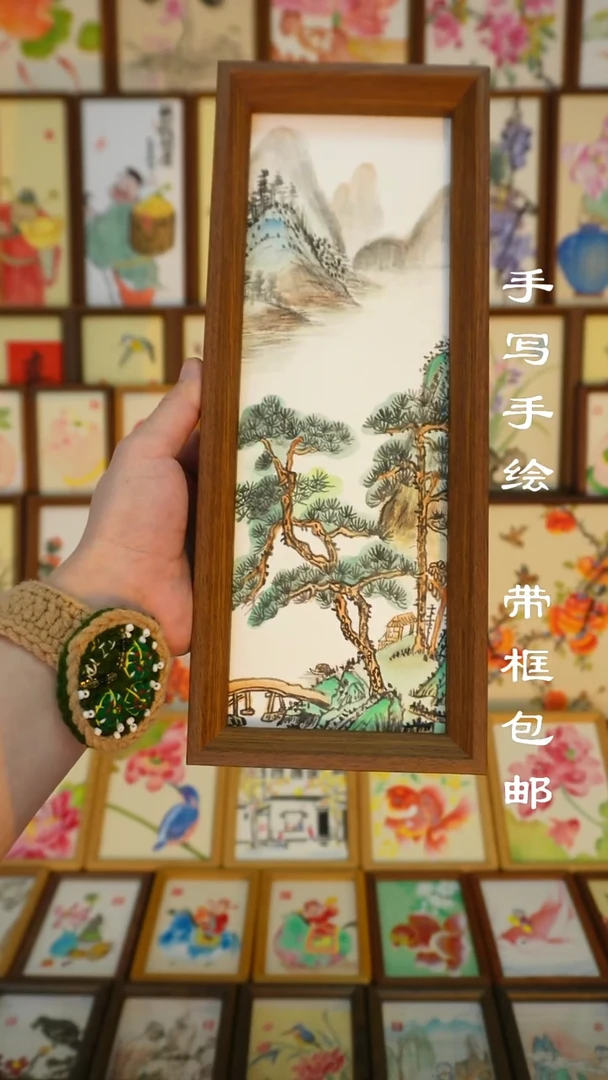 12*32深色框山水小景