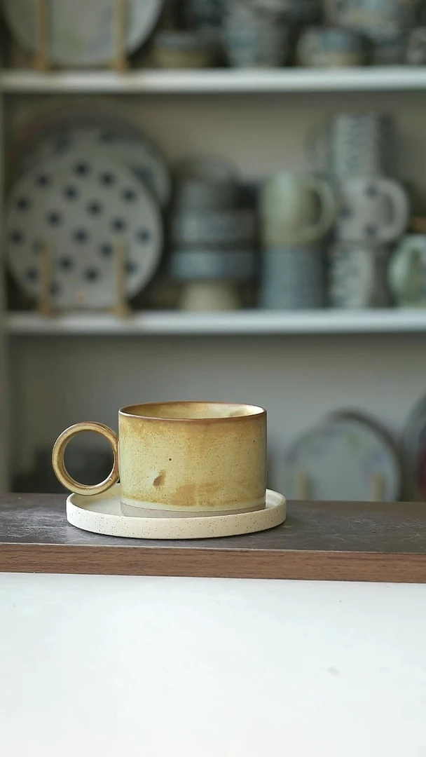 陶微瑕曦窑咖啡杯碟200ml@4-2@