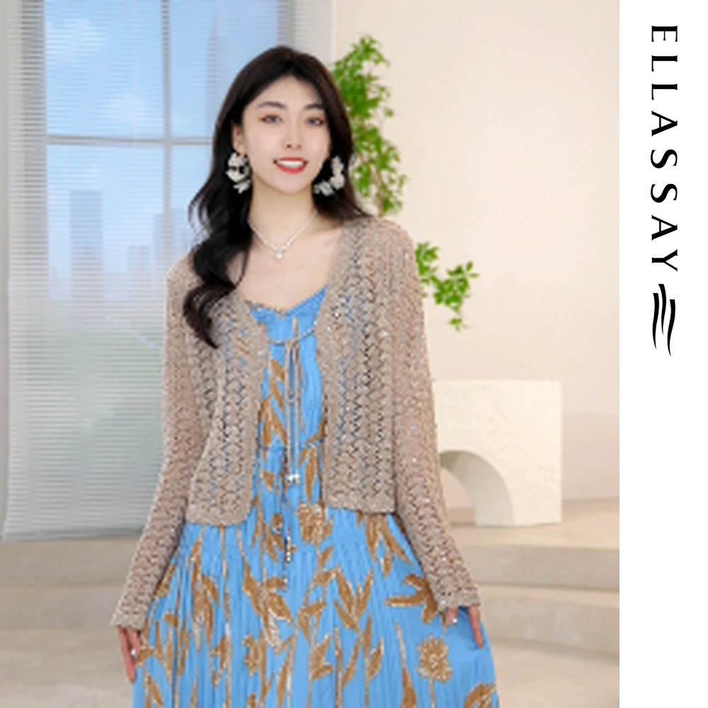 ELLASSAY歌力思2025春夏欧若风法式优雅毛针织衫女EWE361M04000