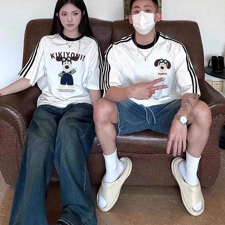 情侣短袖纯棉韩版2025新爆款一男一女夏季宽松潮流短袖t恤情侣装