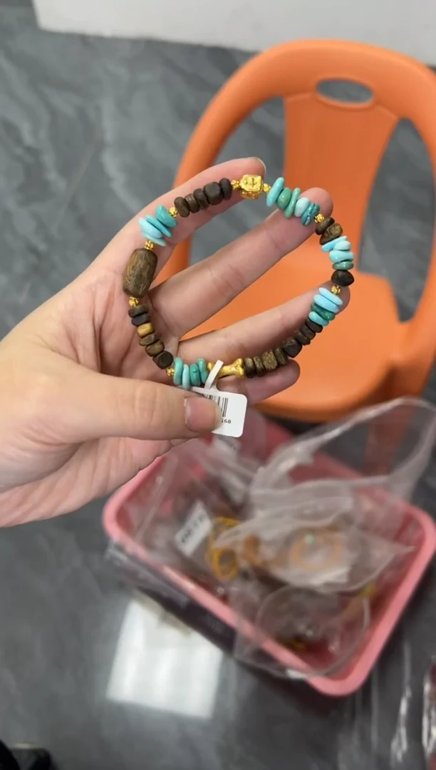 银S925镶嵌绿松石手链绿松石沉香银手链[多样发其一]