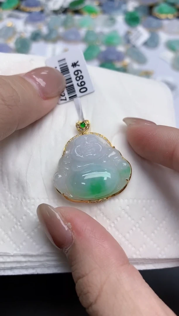 【闪购商品】翡翠颈饰18K金镶嵌天然缅甸翡翠A货