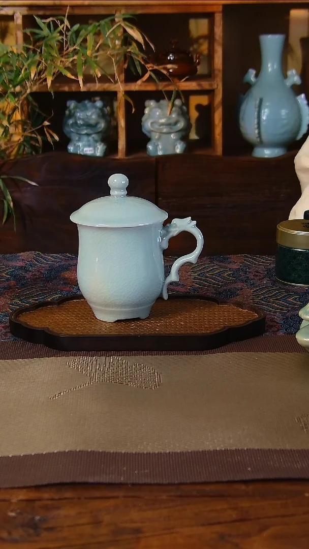 瓷片粉青釉办公杯，一级品