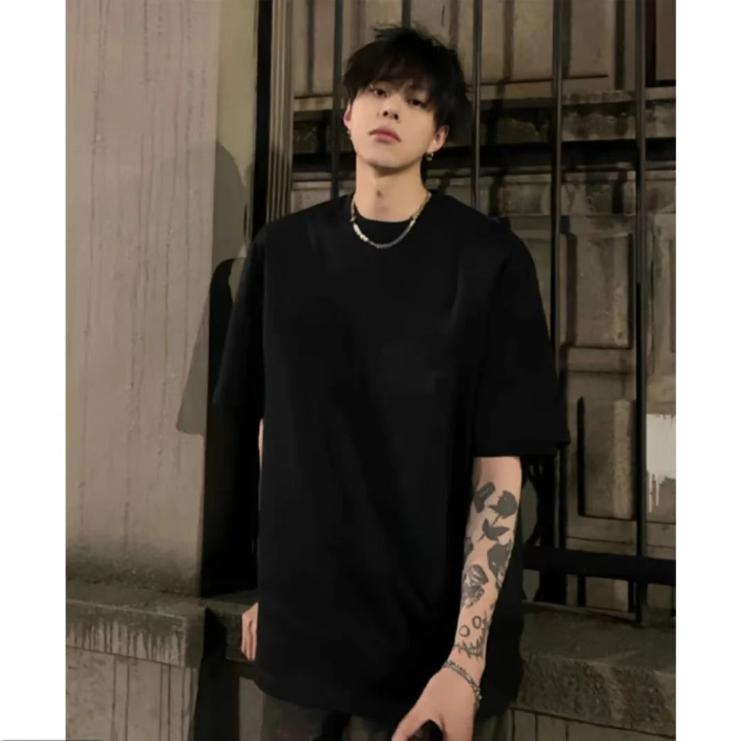 美式潮牌t恤男款夏季重磅纯棉黑色短袖ootd穿搭痞帅正肩半袖上衣