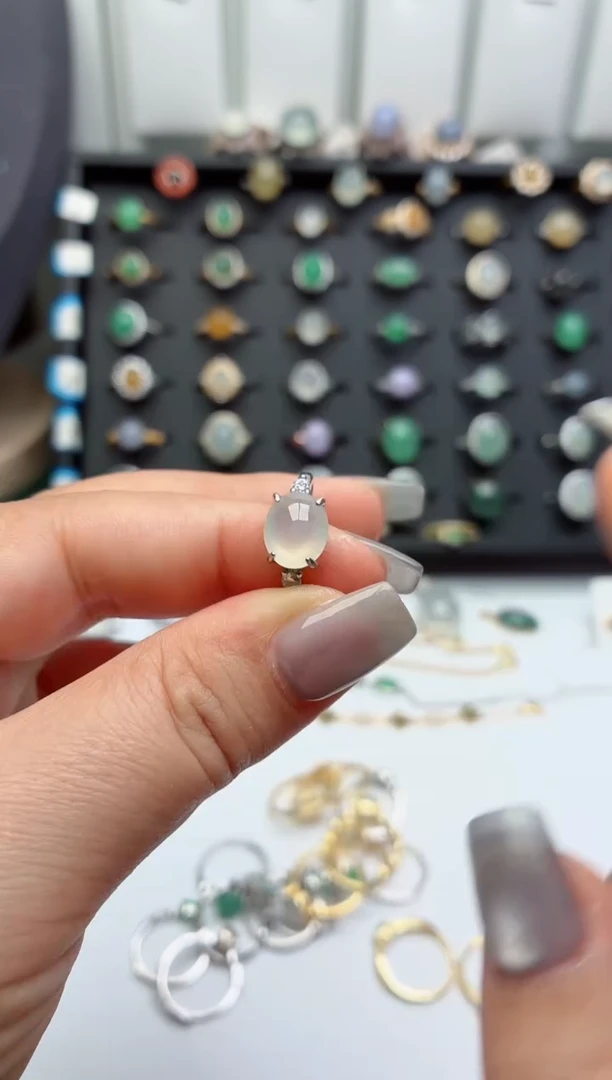 银S925镶嵌戒指翡翠.