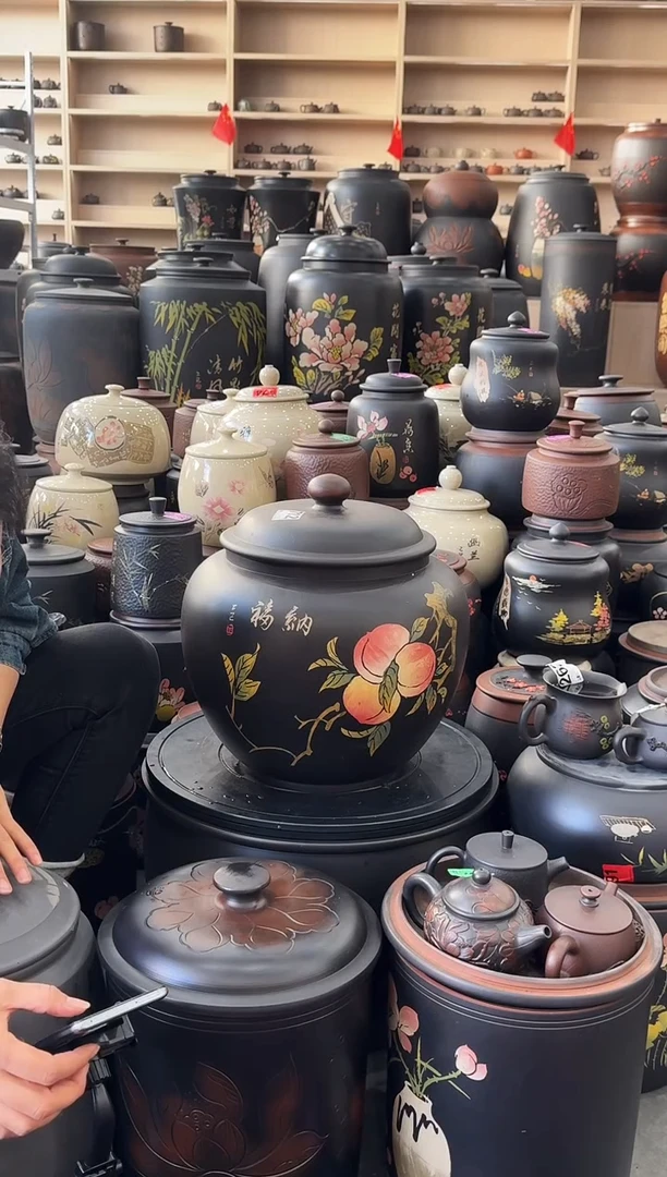 罐瑕疵茶缸高33cm彩填  712