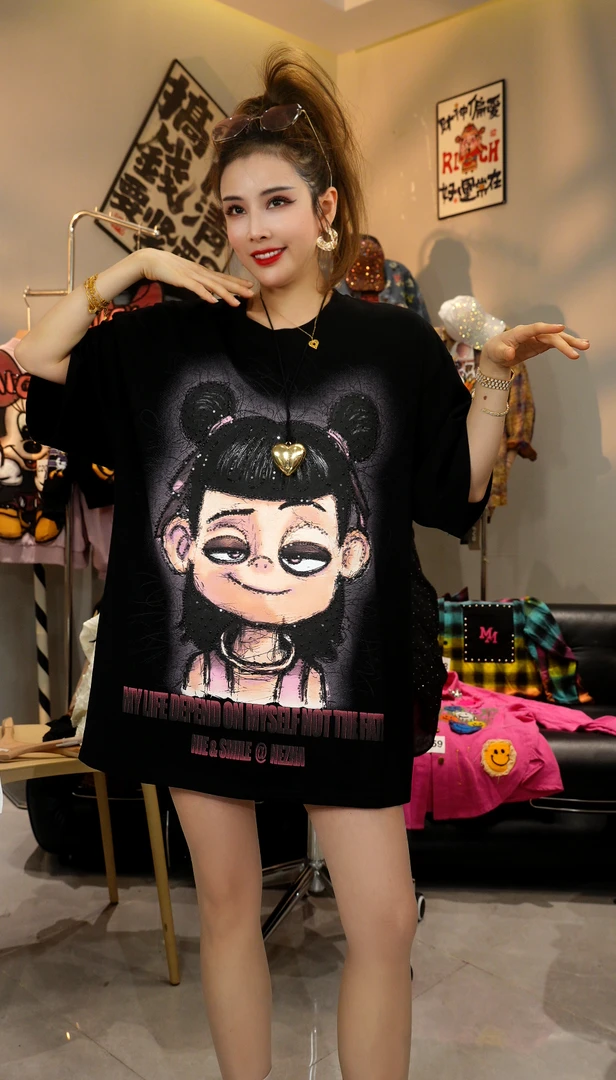 哪吒T恤-2025新款时尚好看洋气时尚百搭短袖休闲夏季潮流卡通6666