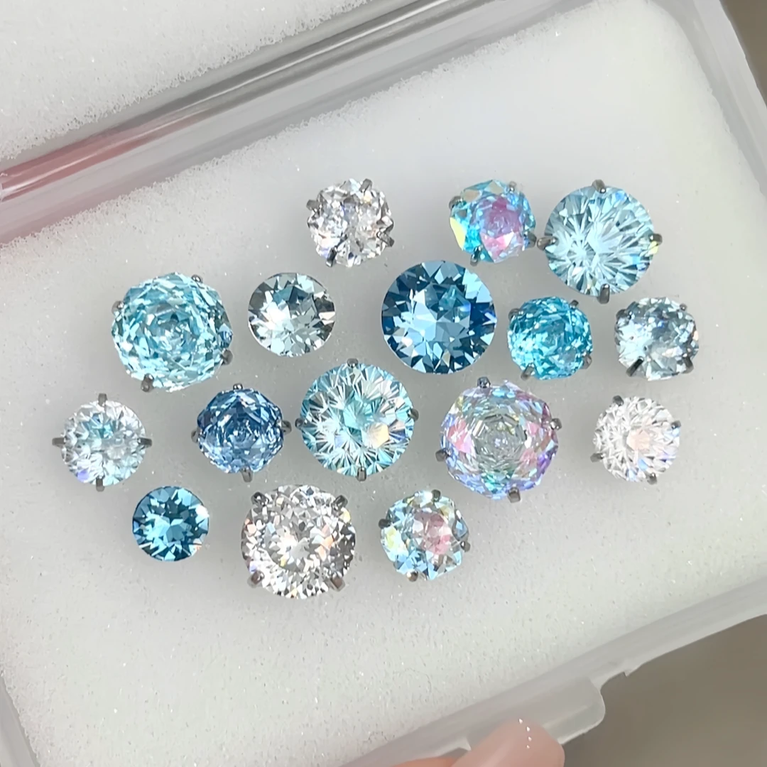 钛钢耳饰 海风轻拂RINGRING钛钢耳钉闪钻爆闪耳骨钉钛合金耳饰女