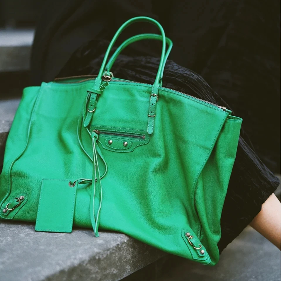 95新 Balenciaga/巴黎世家 花花绿色 皮革C 手提包 40