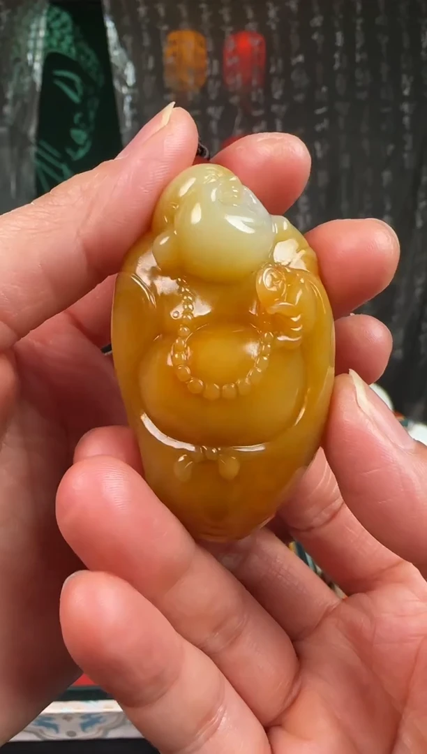 未镶嵌和田玉挂件相**生弥勒